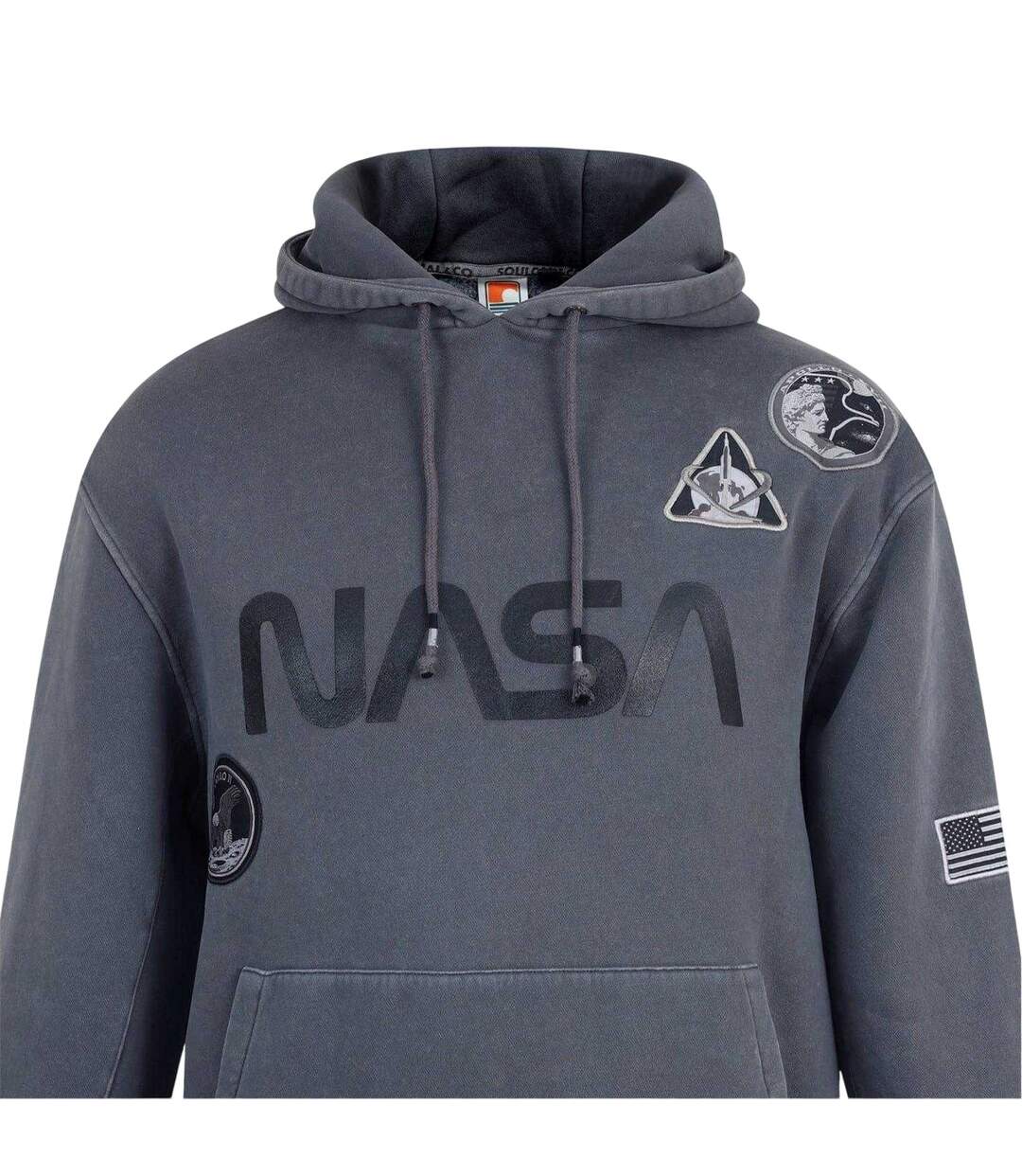 Mens Nasa Hooded Drawstring Hoodie Grey SoulCal-4