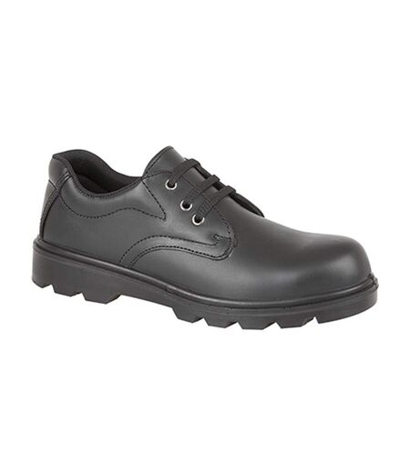 Grafters Mens Plain 3 Eye Shine Leather Safety Shoes (Black) - UTDF631