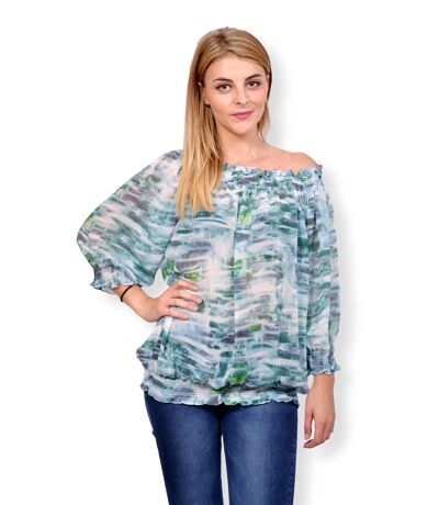 Tunique manches 3/4 femme - Blouse ample motifs abstraits