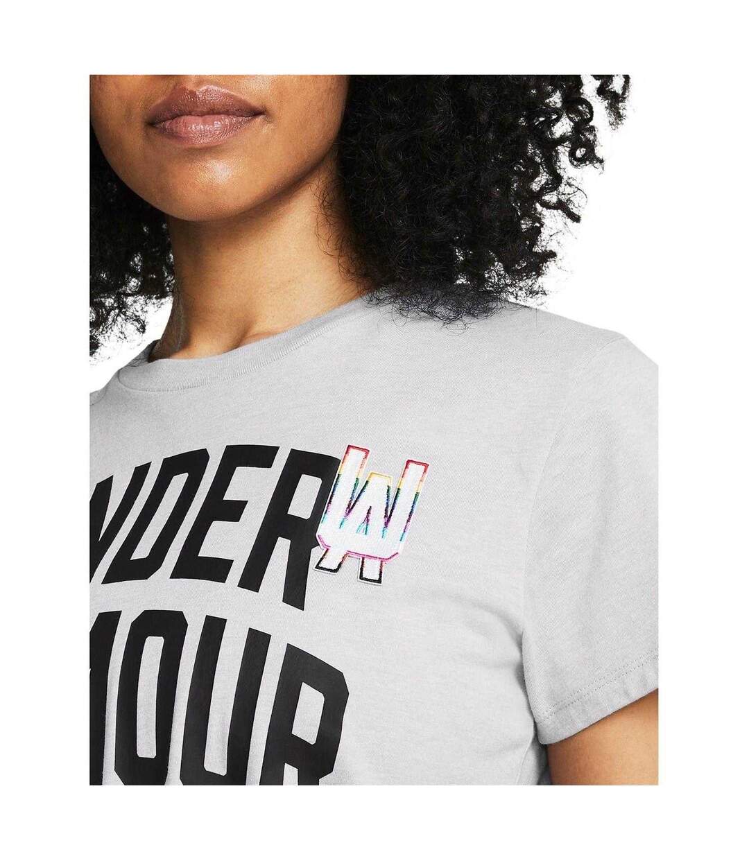 Womens/ladies Pride Embroidered Crew Neck T-shirt Grey Under Armour-4