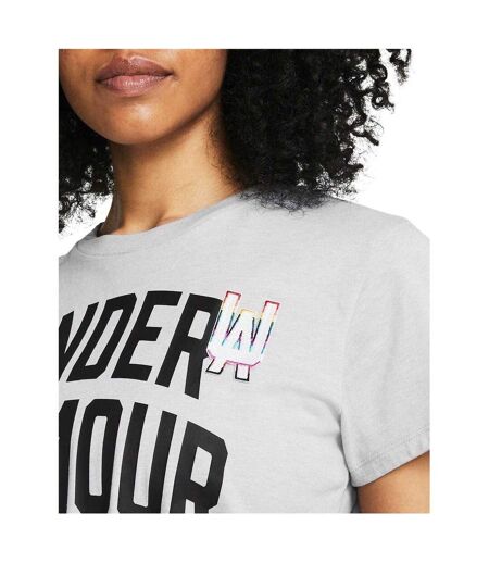 Womens/ladies Pride Embroidered Crew Neck T-shirt Grey Under Armour