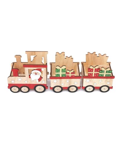 Décoration de Noël en bois Santa Train - Beige et rouge