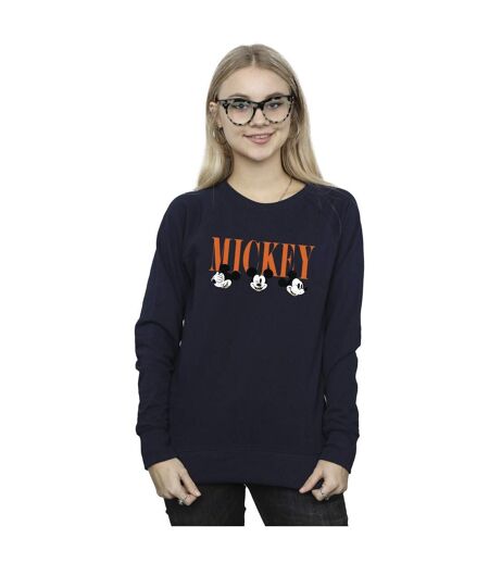 Disney Sweat-shirt Womens/Ladies Mickey Mouse Faces (Bleu marine) - UTBI28960
