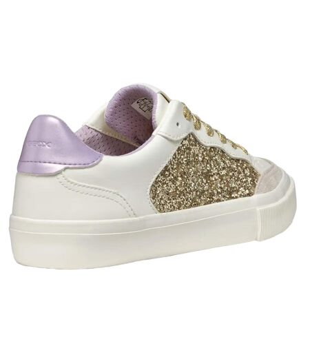 Womens/ladies D Emmeleny Trainers Optic White Light Gold Geox