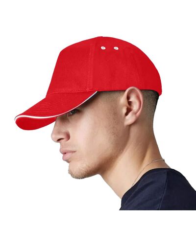 Unisex Adult Ultimate Sandwich Peak Cap Classic Red White Beechfield