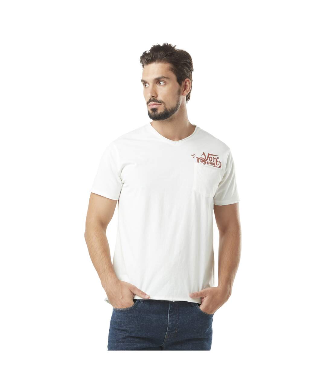 T-shirt homme col V avec print sous la poche Vond Vondutch