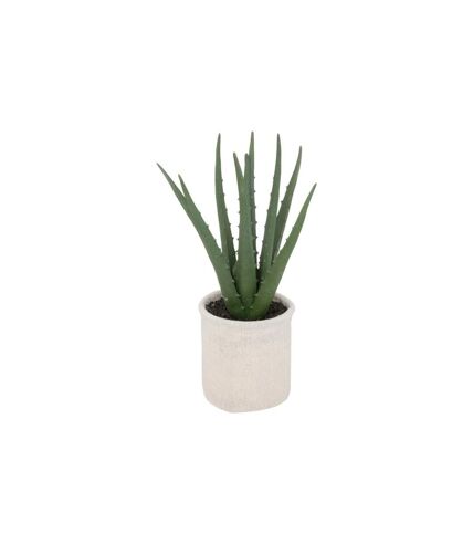 Plante Artificielle en Pot Aloe 29cm Vert & Beige