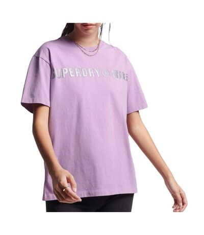 T-shirt Violet Femme Superdry Linear - 34