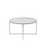 Table basse ronde effet marbre en verre et métal - L.80 cm x H. 45 cm - Blanc