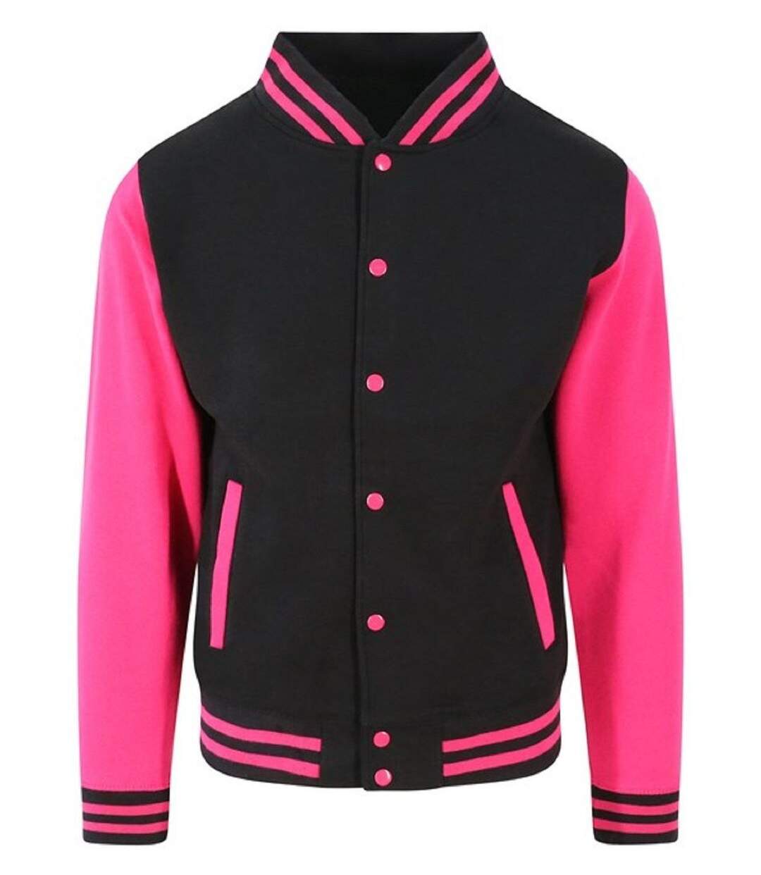 Veste teddy style collège américain université - JH043 - noir et rose foncé