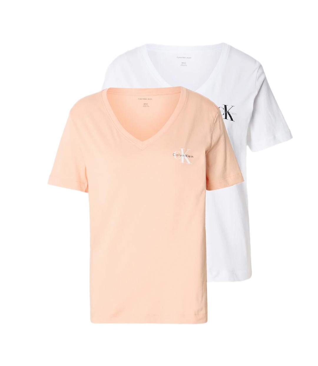 T-Shirt orange/blanc femme calvin klein jeans lv047c906g-1