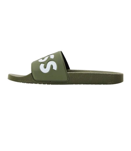 Mens Aryeh Flat Sliders Camo Green Boss