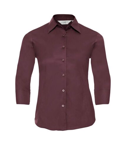 Russell Collection Ladies/Womens 3/4 Sleeve Easy Care Fitted Shirt (Port)