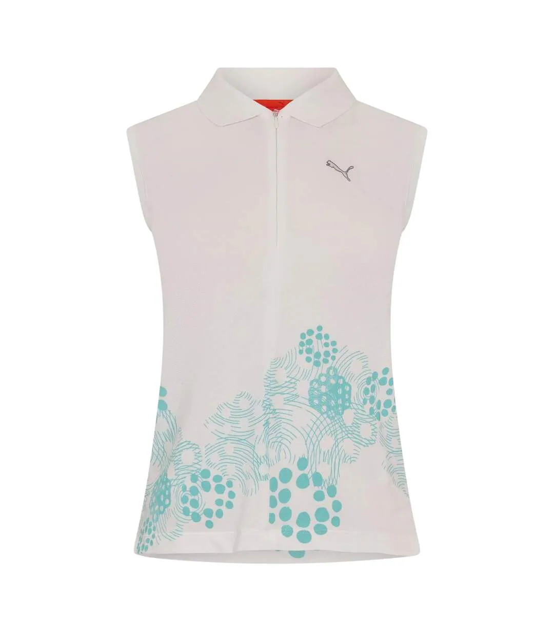 Womens/ladies Graphic Print Half Zip Polo Shirt White Puma-1