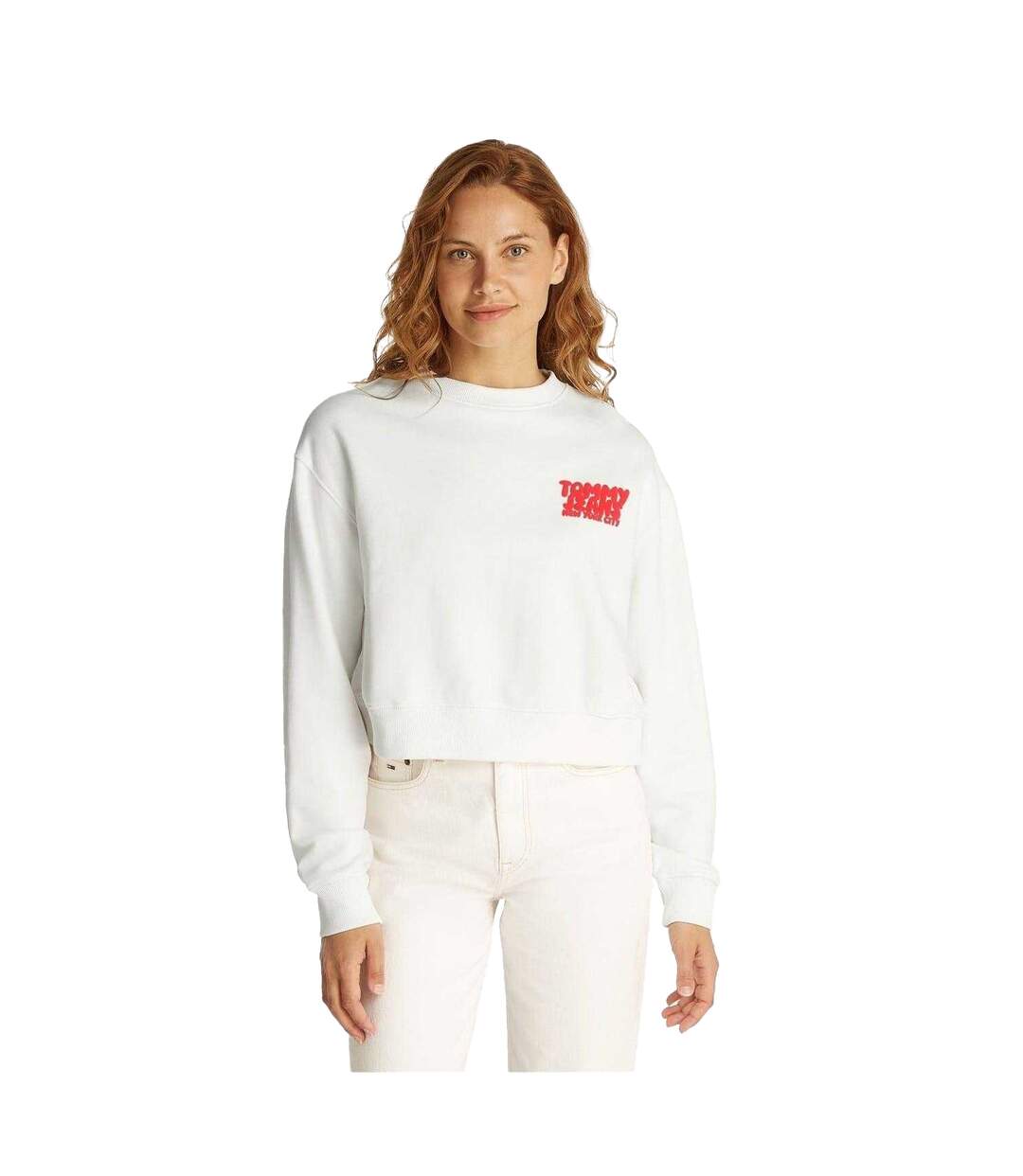 Sweat Court Motif/style Bulles Femme Écru Tommy Jeans-1