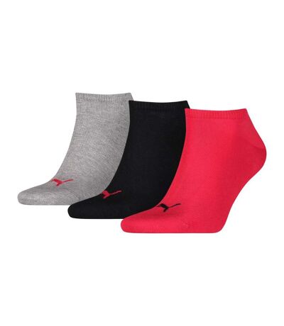 X3 Paires de Chaussettes Gris/Noir/Rouge Mixte Puma Invisible - 35/38