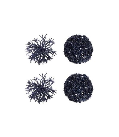 Lot de 4 Boules de Noël Corail 10cm Bleu