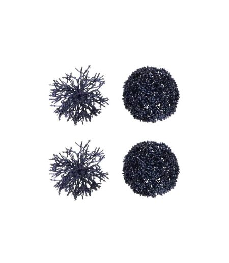 Lot de 4 Boules de Noël Corail 10cm Bleu