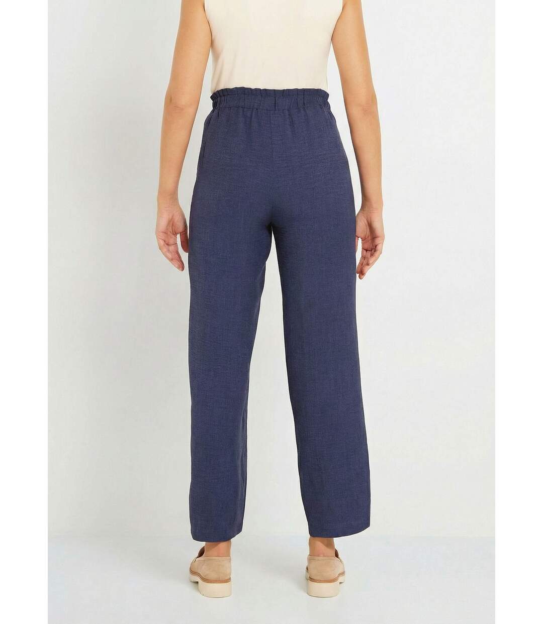 Pantalon large fluide semi élastiqué-2