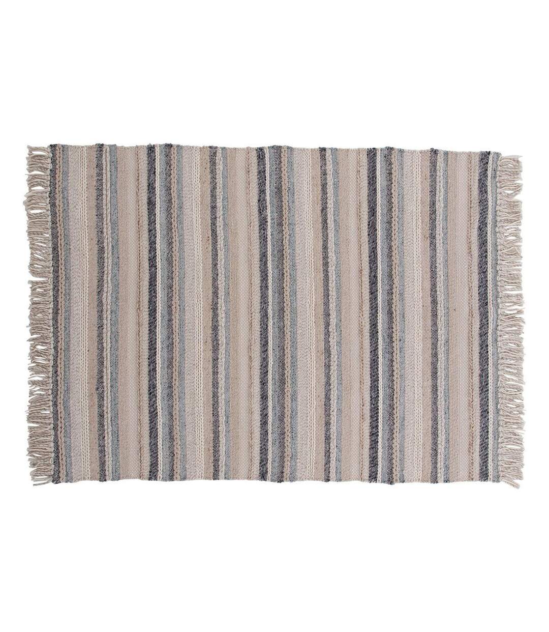 Tapis Déco en Laine Gudha 170x240cm Beige & Bleu-1