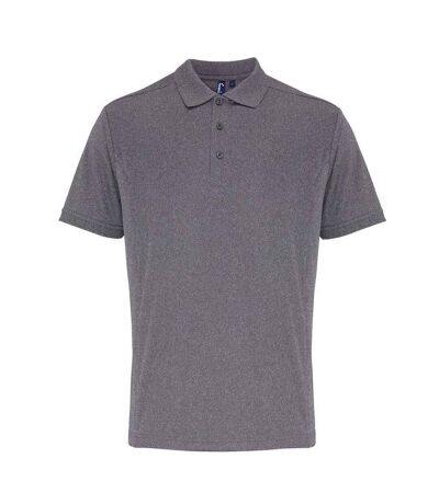 Mens coolchecker pique polo shirt grey melange Premier