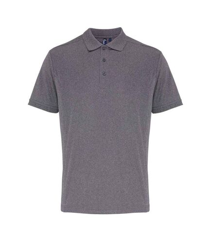 Mens coolchecker pique polo shirt grey melange Premier