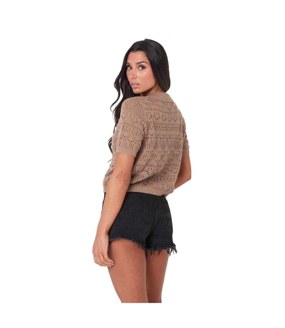 Womens/ladies Crochet Top Mocha I Saw It First-3
