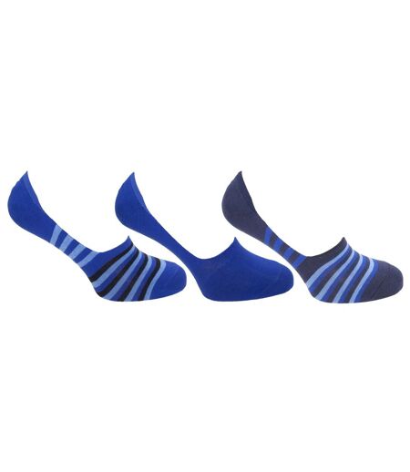 Floso Mens Invisible Trainer Socks (Pack Of 3) (Blue/Black) - UTMB429