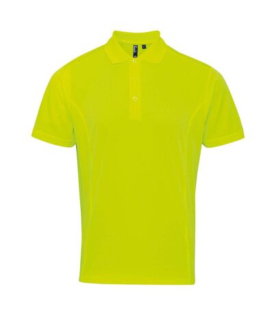 Premier Mens Coolchecker Pique Short Sleeve Polo T-Shirt (Neon Yellow) - UTRW4401