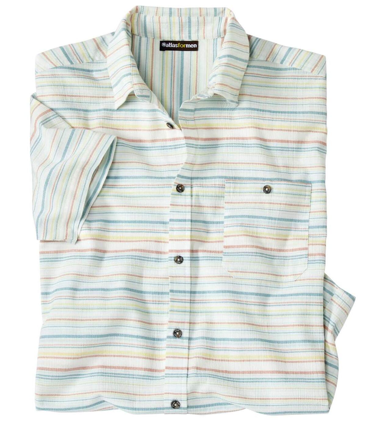 Proužkovaná krepová košile Summer s krátkým rukávem Atlas For Men