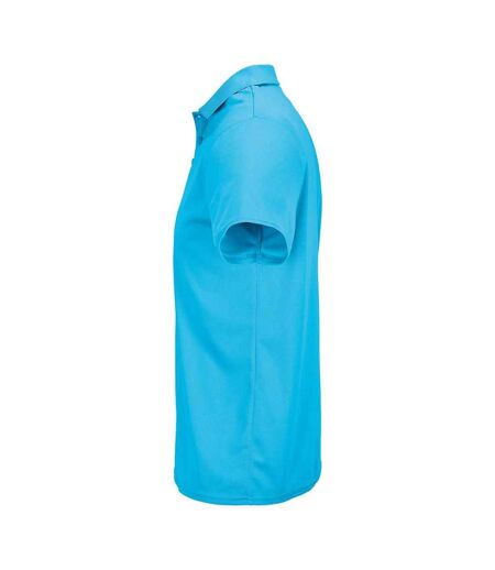 Unisex adult pitcher recycled polyester polo shirt aqua SOLS