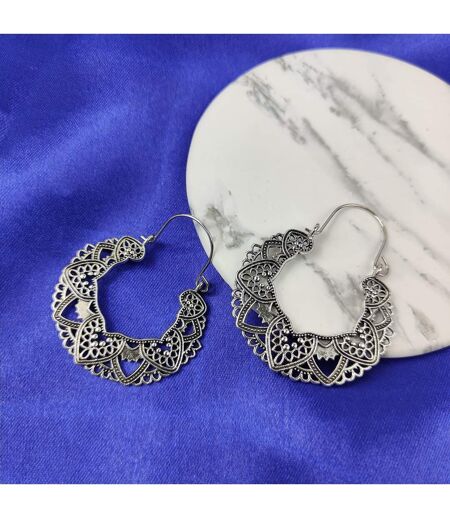 Ethnic Style Retro Hollow Carving Geometric Asian Oxidised Boho Dangle Earring