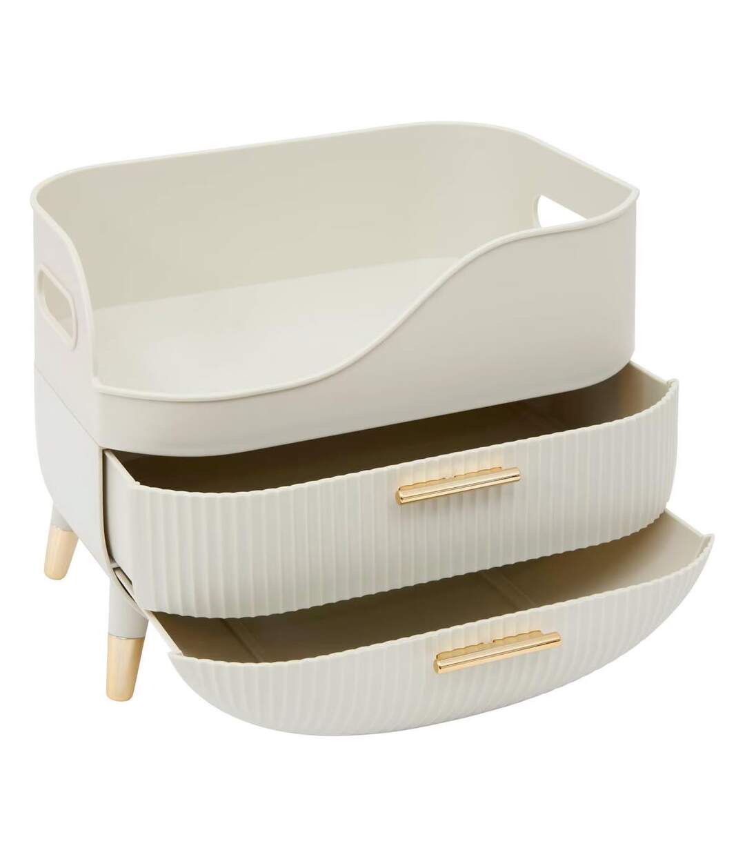 Organiseur 2 Tiroirs Alba 26cm Beige-2