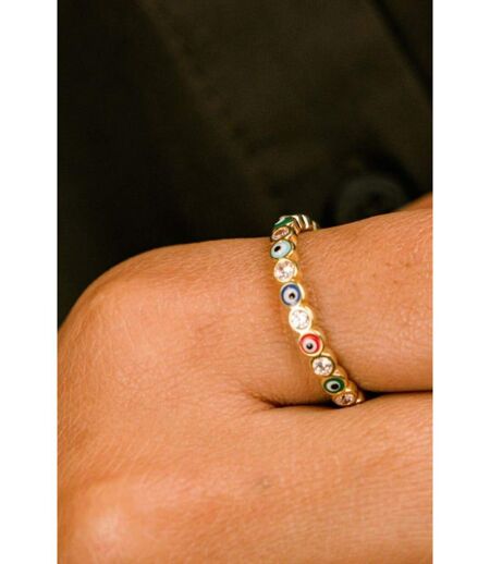 Adjustable Multicolour Minimalist Slim Stacking Evil Eye Band Ring