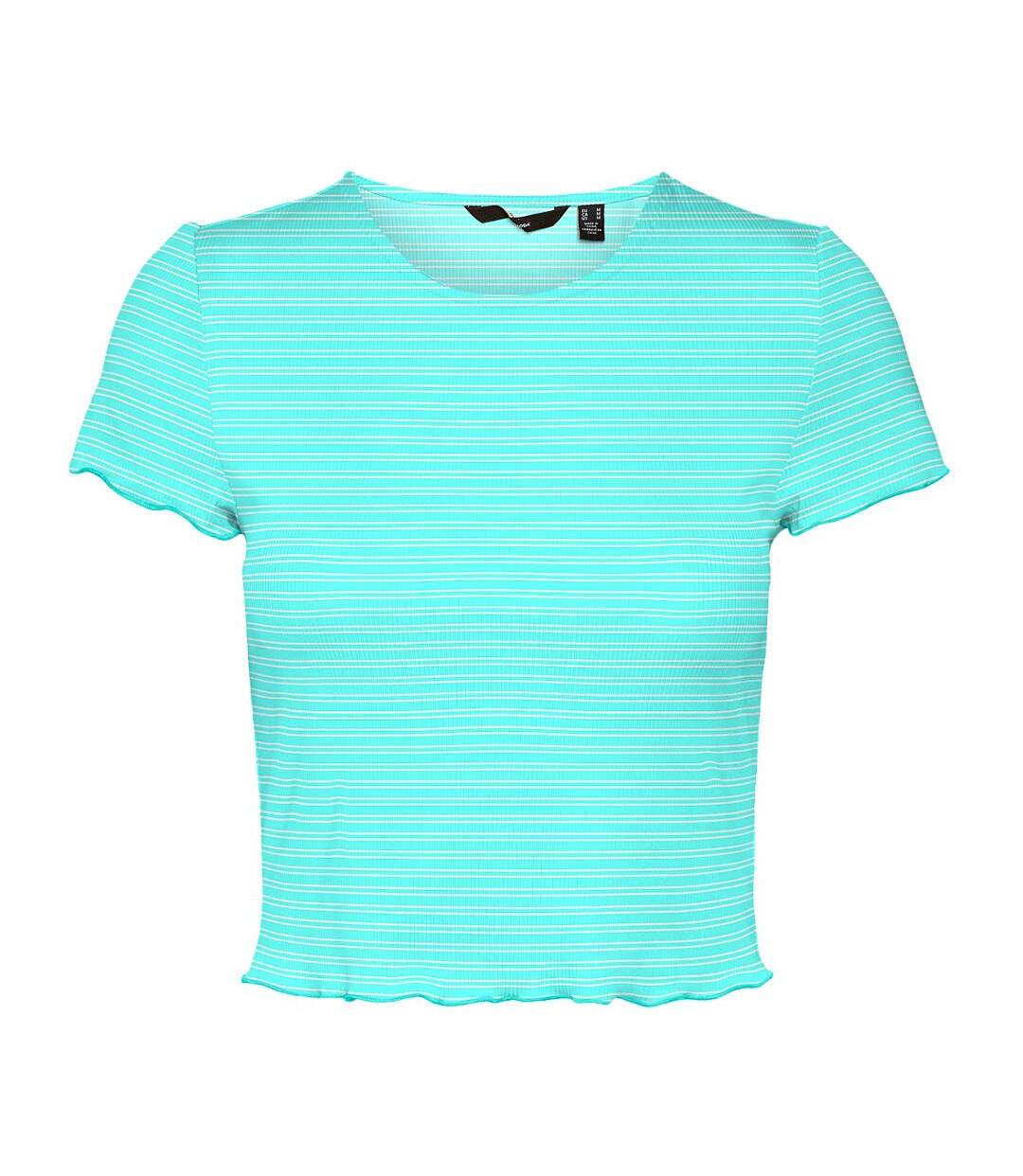 T-Shirt Blanc/Vert Femme Vero Moda Madi Jill - L