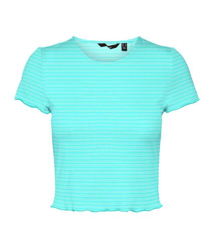 T-Shirt Blanc/Vert Femme Vero Moda Madi Jill - L