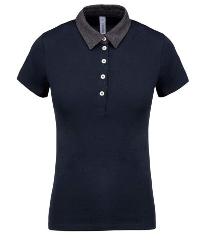 Polo bicolore pour femme - K261 - bleu marine et gris