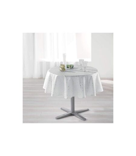 Nappe Ronde Imprimée Shantung 180cm Blanc