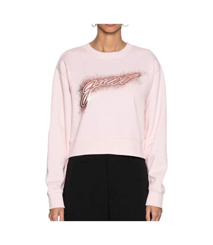 Sweat Rose Femme Guess Logo Crop - L