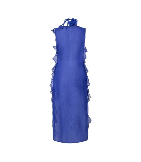 Womens/ladies Ruffled Halter Neck Maxi Dress Blue AmyLynn