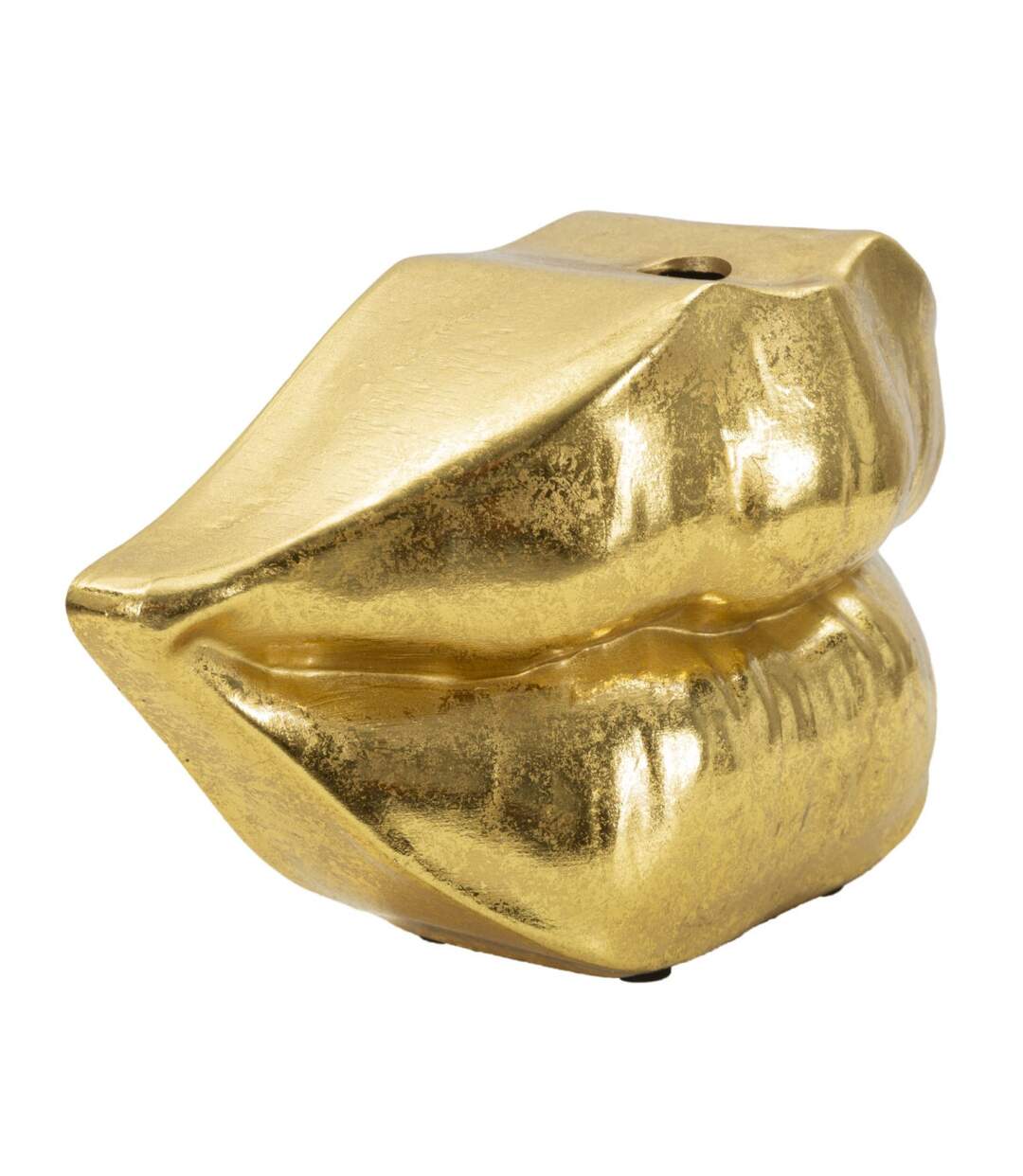 Vase Déco en Résine Bouche 23cm Or-2