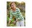 MAYFLOWER DIXIE2 - Tee-shirt manches 3/4 en coton rib : rayures blanc, aqua, kaki et vert-1