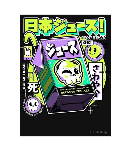 Ilustrata Unisex Adult Japanese Juice T-Shirt (Black) - UTPM2442