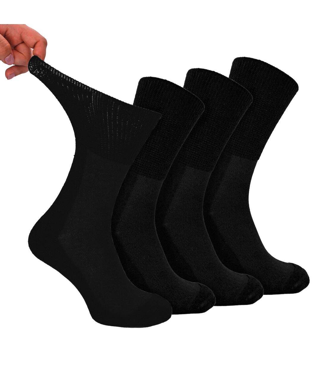 4 Pack Extra Wide Non Elastic Bamboo Diabetic Socks-2