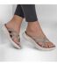 Womens/ladies Crossover Flat Sandals Taupe Skechers-3