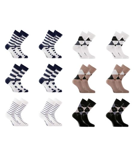 Lot de 12 paires de chaussettes de ville homme LosangeMarin Serge Blanco
