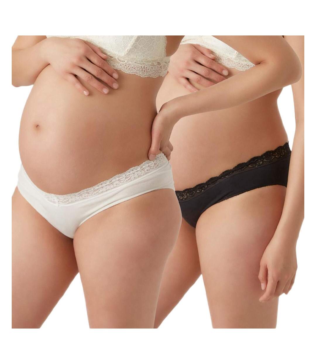 x2 Culottes de Grossesse Blanche/Noir Femme Mamalicious Panties - L/XL-1