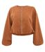 Womens/ladies Faux Suede Bubble Hem Jacket Brown I Saw It First-2