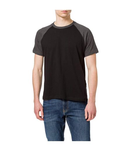 T-shirt Manches Contrastées Homme Noir Charbon Chiné Build Your Brand
