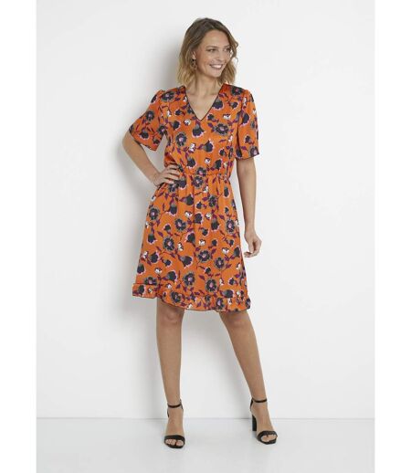 Robe satinée fleurie manches papillon